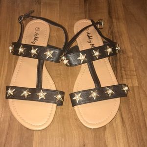 Star Studded Black Sandals